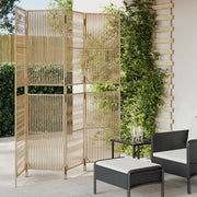 Kamerscherm 4 panelen poly rattan beige 196x200 cm