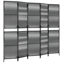 Kamerscherm 5 Panelen Poly Rattan Zwart 245 x 200 cm Lijngeweven