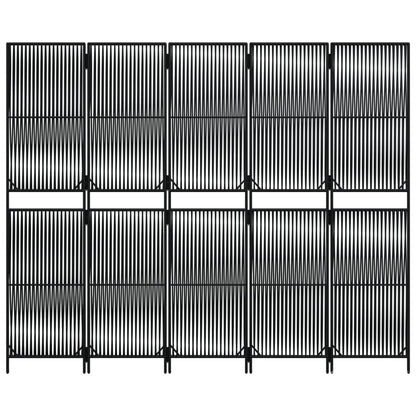 Kamerscherm 5 Panelen Poly Rattan Zwart 245 x 200 cm Lijngeweven