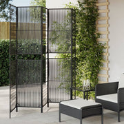Room divider 5 panels poly rattan black