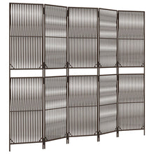 Kamerscherm 5 Panelen Poly Rattan Bruin 245 x 200 cm Lijngeweven