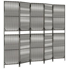 Kamerscherm 5 panelen poly rattan grijs 245 x 200 cm Lijngeweven