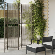 Room Divider 5 Panels Poly Rattan Grey