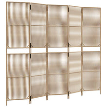 Kamerscherm 5 panelen poly rattan beige 245 x 200 cm Lijngeweven