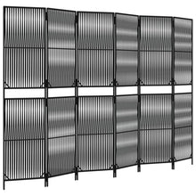 Kamerscherm 6 panelen poly rattan zwart 294 x 200 cm Lijngeweven