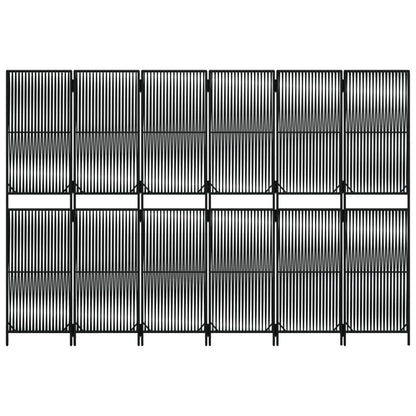 Kamerscherm 6 panelen poly rattan zwart 294 x 200 cm Lijngeweven