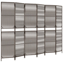 Kamerscherm 6 panelen poly rattan bruin 294 x 200 cm Lijngeweven