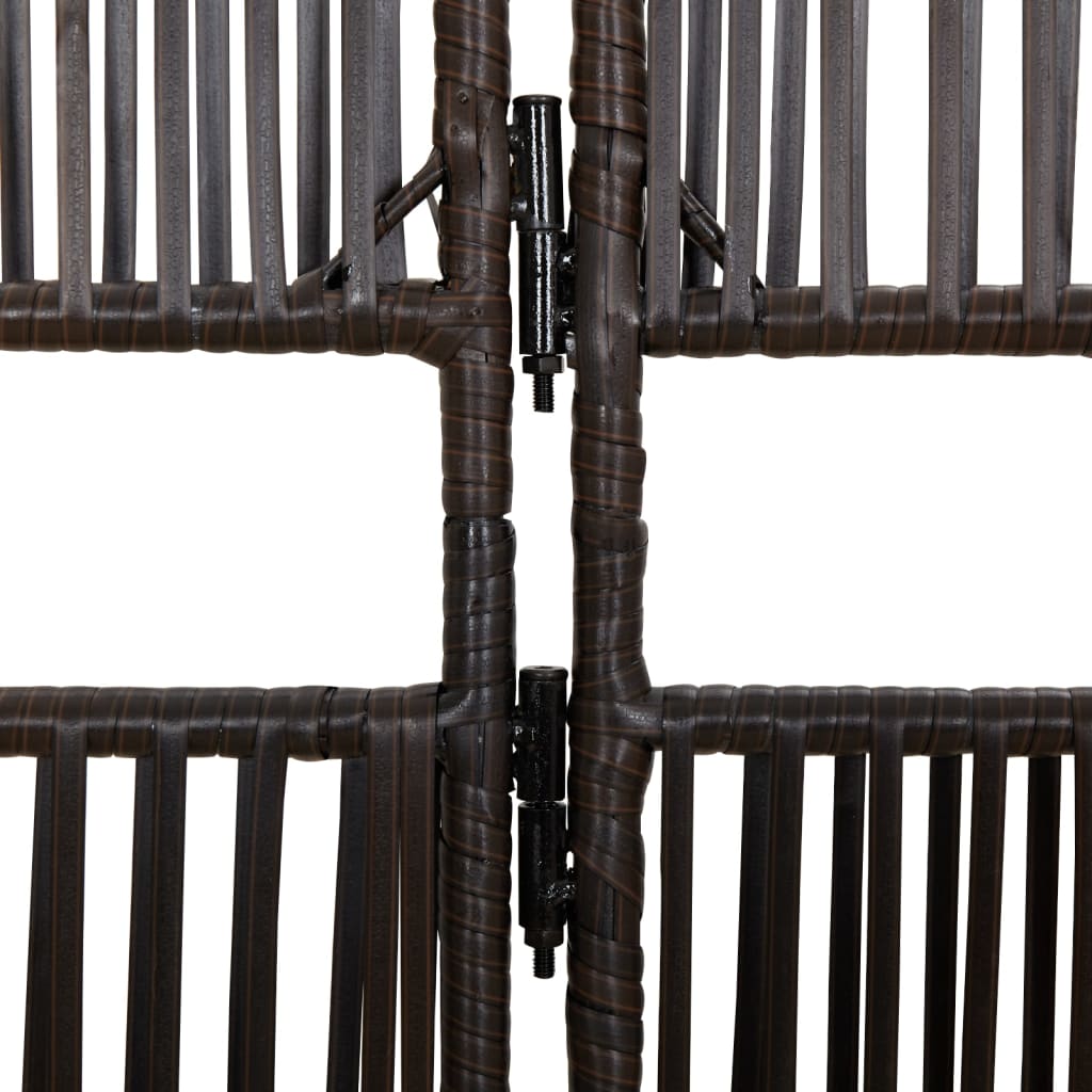 Kamerscherm 6 panelen poly rattan bruin 294 x 200 cm Lijngeweven