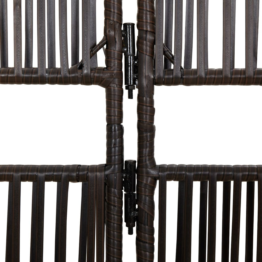 Kamerscherm 6 panelen poly rattan bruin 294 x 200 cm Lijngeweven