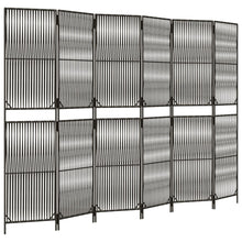 Kamerscherm 6 panelen poly rattan grijs 294 x 200 cm Lijngeweven