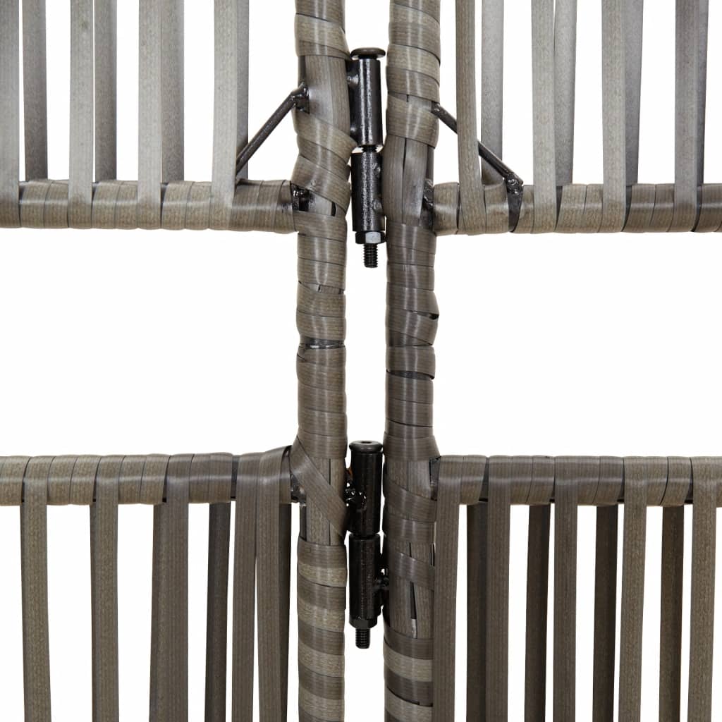 Kamerscherm 6 panelen poly rattan grijs 294 x 200 cm Lijngeweven