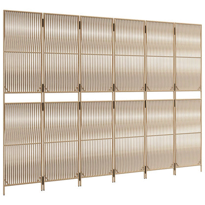 Kamerscherm 6 panelen poly rattan beige 294 x 200 cm Lijngeweven