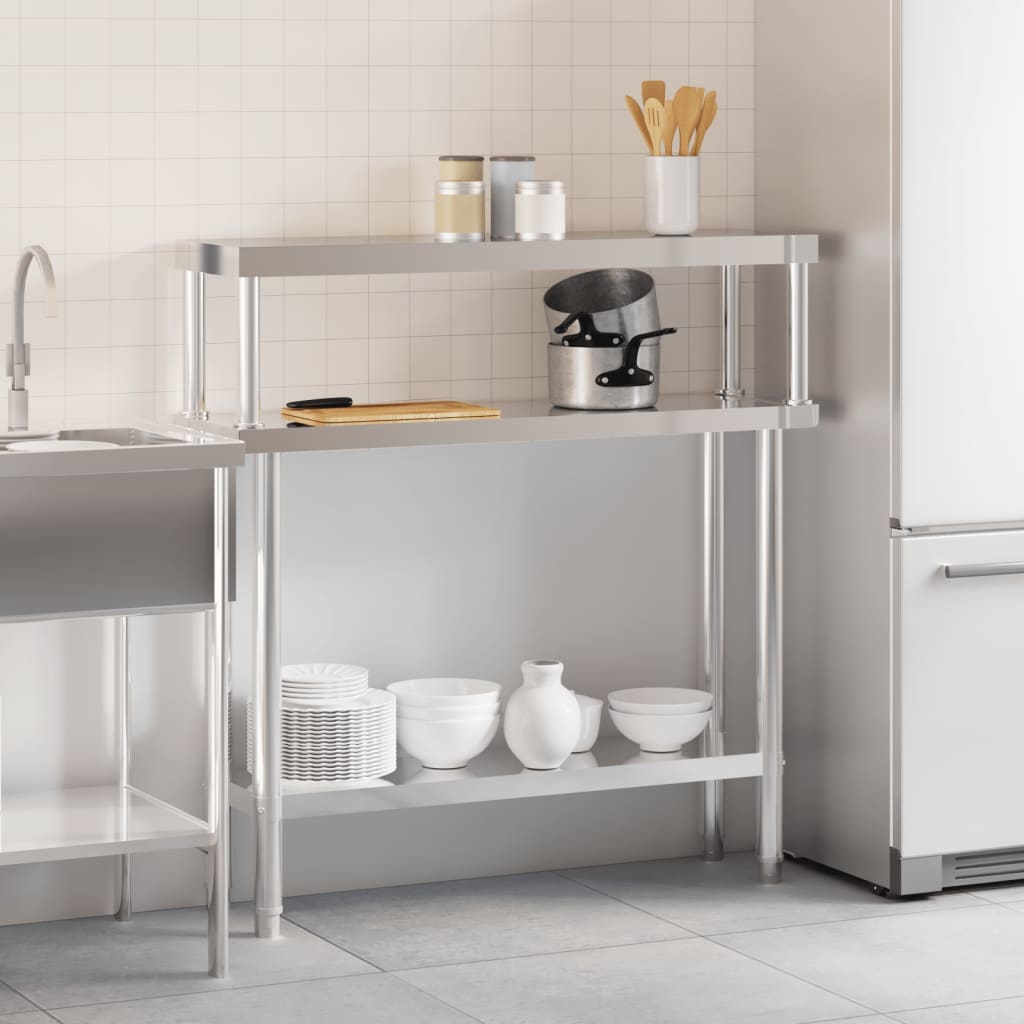 Keukenwerktafel met bovenschap 110x30x120 cm roestvrij staal