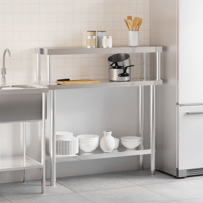 Keukenwerktafel met bovenschap 110x30x120 cm roestvrij staal