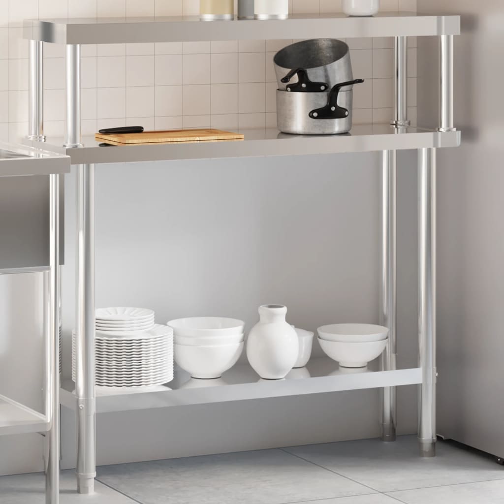 Keukenwerktafel met bovenschap 110x30x120 cm roestvrij staal
