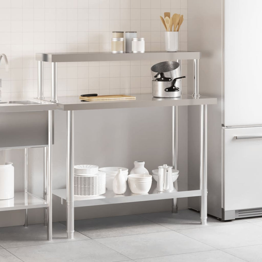 Keukenwerktafel Met Bovenschap 110X55X120 Cm Roestvrij Staal