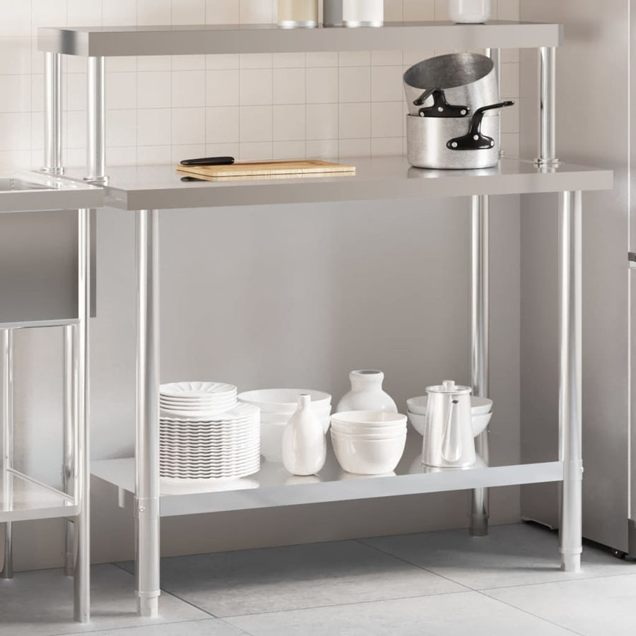 Keukenwerktafel Met Bovenschap 110X55X120 Cm Roestvrij Staal