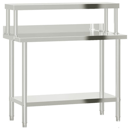 Keukenwerktafel Met Bovenschap 110X55X120 Cm Roestvrij Staal