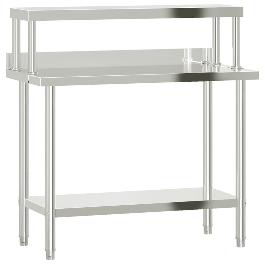 Keukenwerktafel Met Bovenschap 110X55X120 Cm Roestvrij Staal