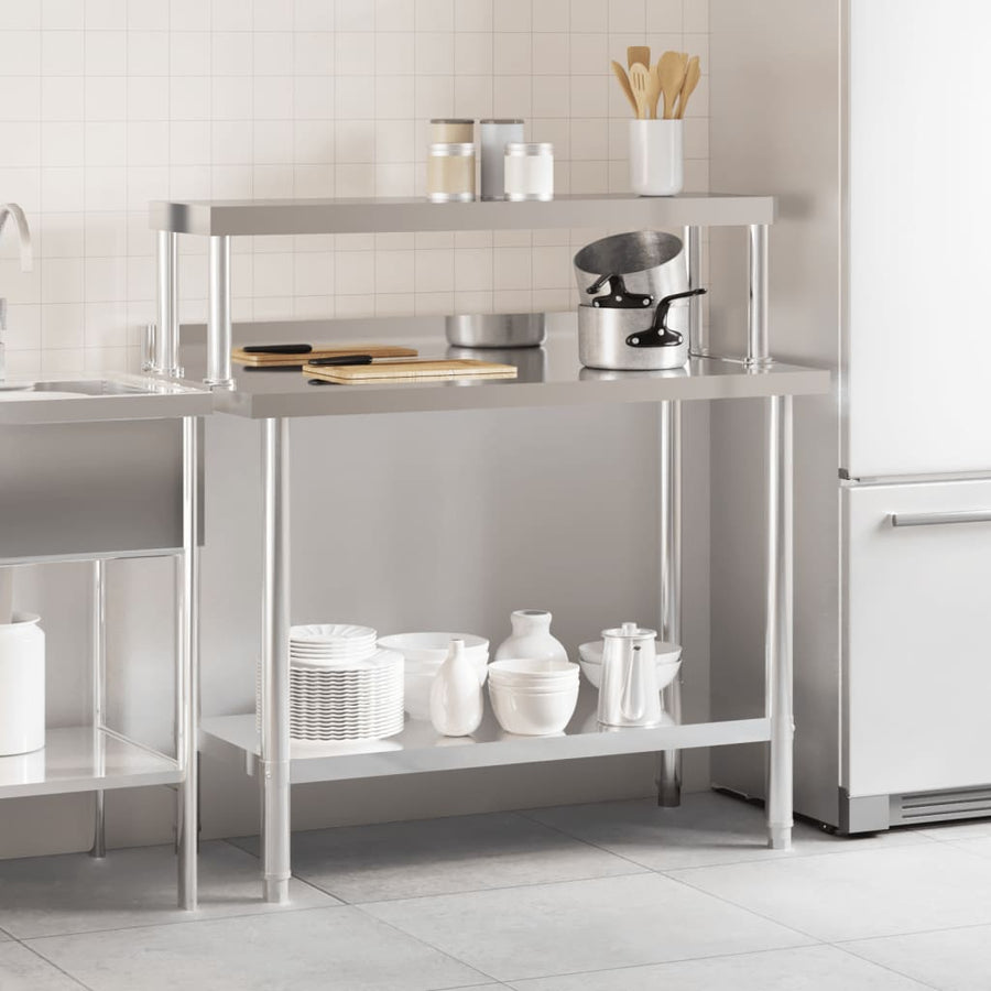 Keukenwerktafel Met Bovenschap 110X55X120 Cm Roestvrij Staal