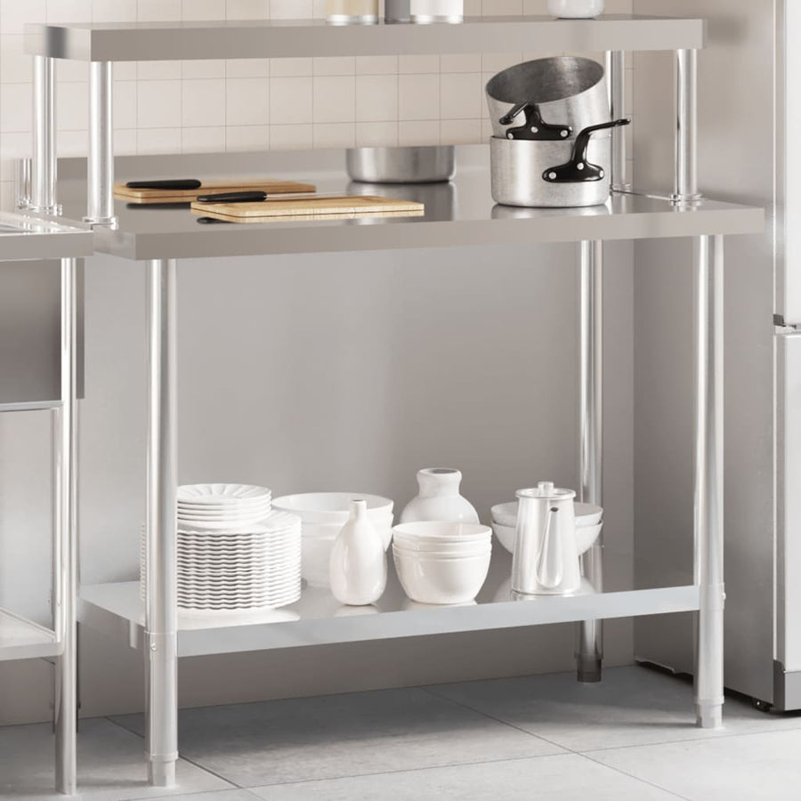 Keukenwerktafel Met Bovenschap 110X55X120 Cm Roestvrij Staal