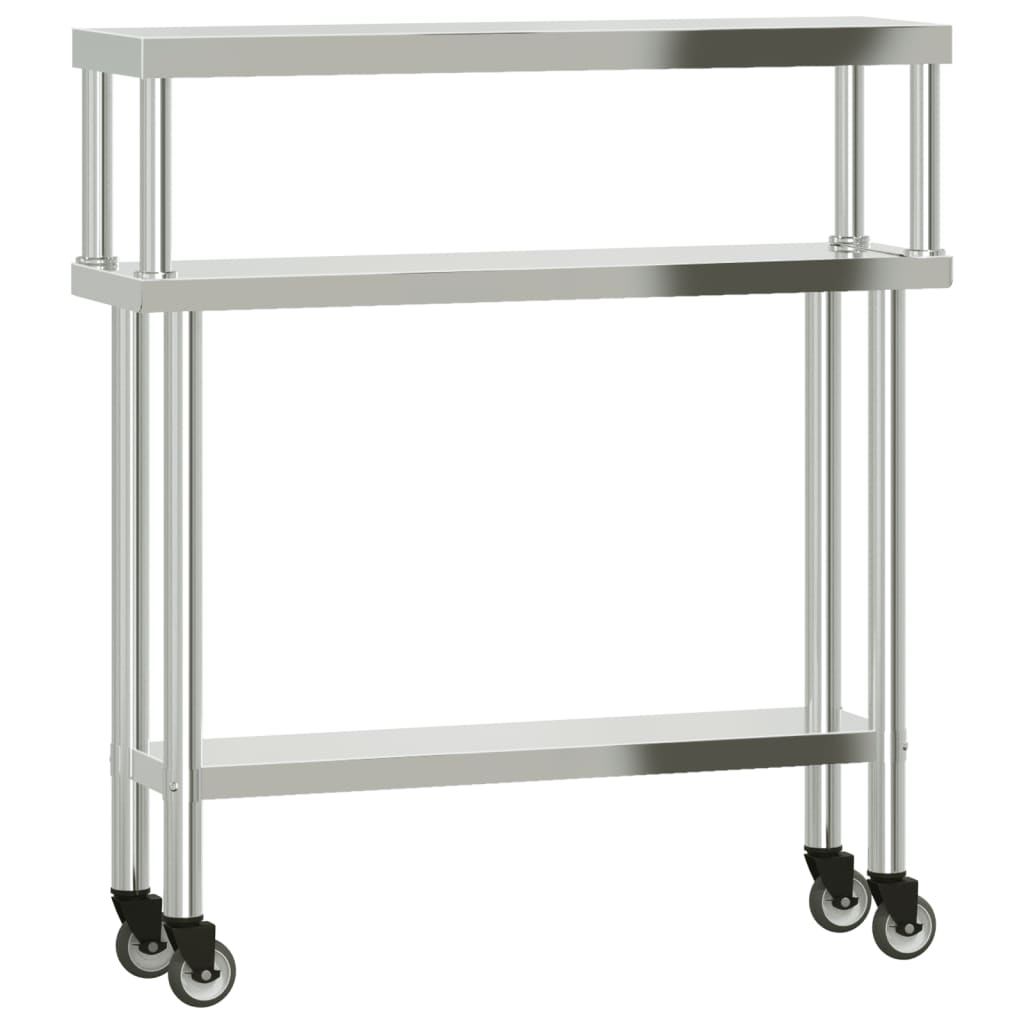 Keukenwerktafel met bovenschap 110x30x120 cm roestvrij staal