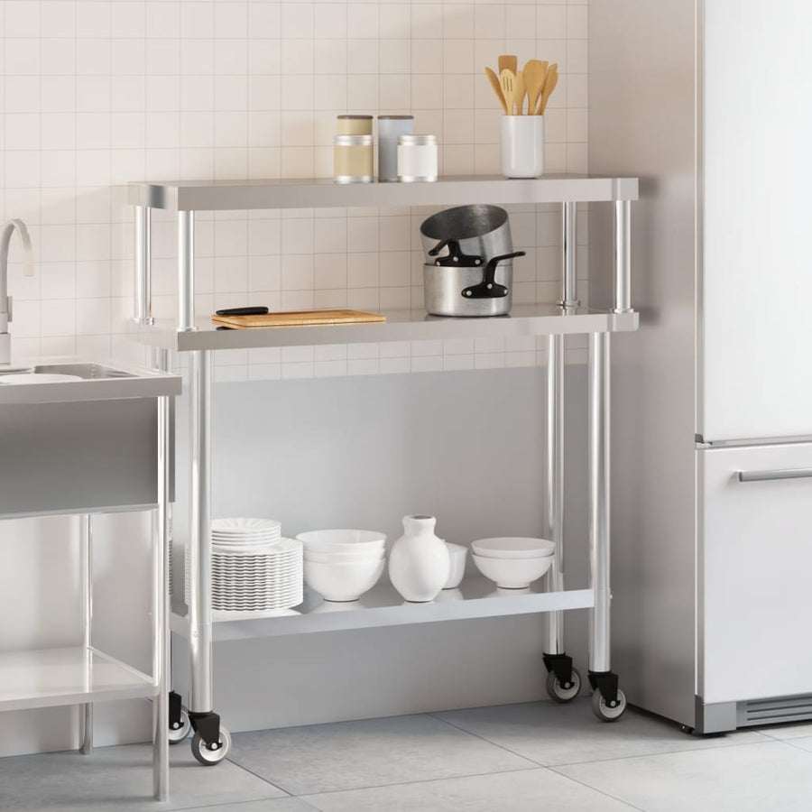 Keukenwerktafel met bovenschap 110x30x120 cm roestvrij staal