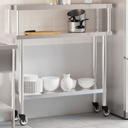 Keukenwerktafel met bovenschap 110x30x120 cm roestvrij staal