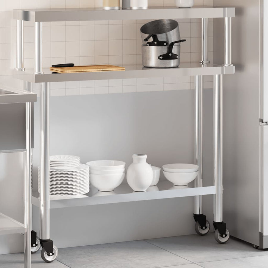 Keukenwerktafel met bovenschap 110x30x120 cm roestvrij staal