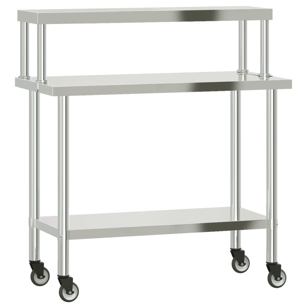 Keukenwerktafel Met Bovenschap 110X55X120 Cm Roestvrij Staal