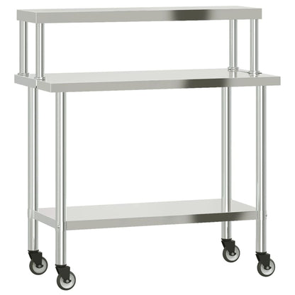Keukenwerktafel Met Bovenschap 110X55X120 Cm Roestvrij Staal