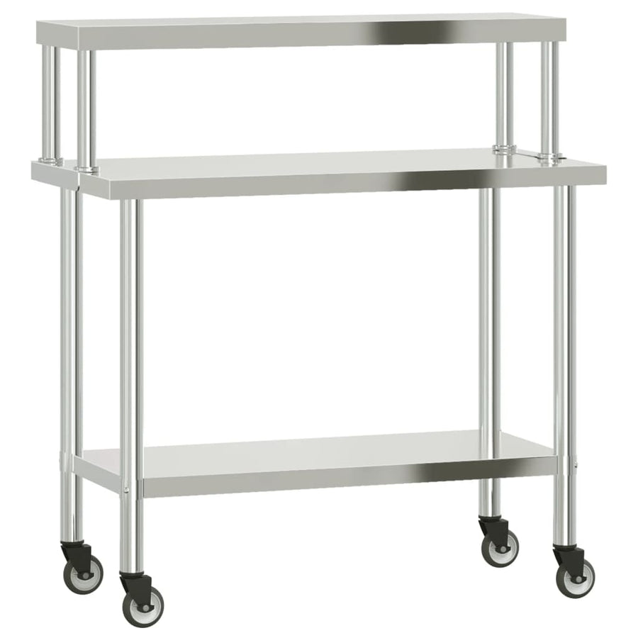 Keukenwerktafel Met Bovenschap 110X55X120 Cm Roestvrij Staal