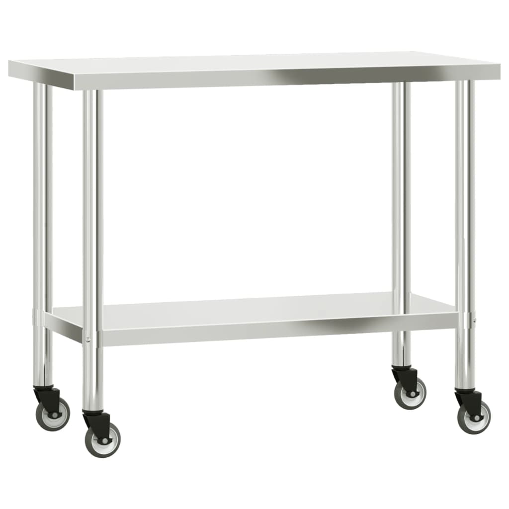Keukenwerktafel Met Bovenschap 110X55X120 Cm Roestvrij Staal