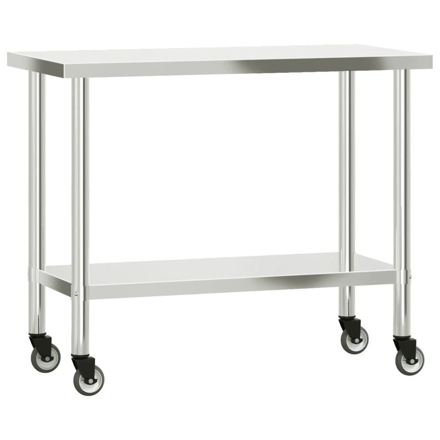 Keukenwerktafel Met Bovenschap 110X55X120 Cm Roestvrij Staal