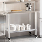Kitchen workbench with top shelf 110x55x120 cm stainless steel