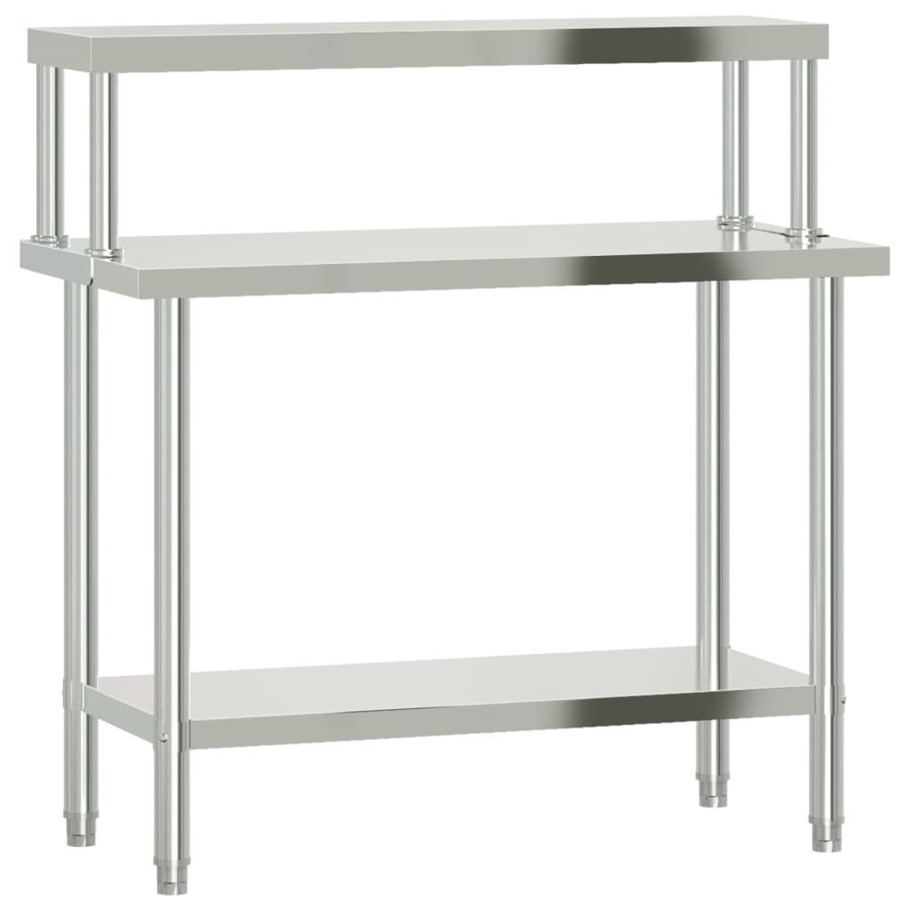 Keukenwerktafel Met Bovenschap 110X55X120 Cm Roestvrij Staal
