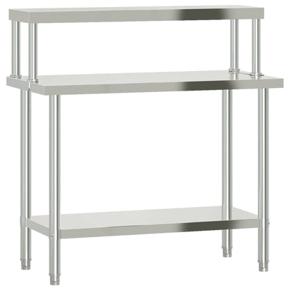 Keukenwerktafel Met Bovenschap 110X55X120 Cm Roestvrij Staal