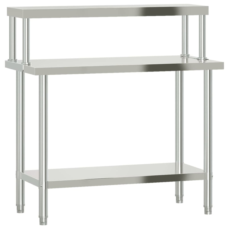 Keukenwerktafel Met Bovenschap 110X55X120 Cm Roestvrij Staal