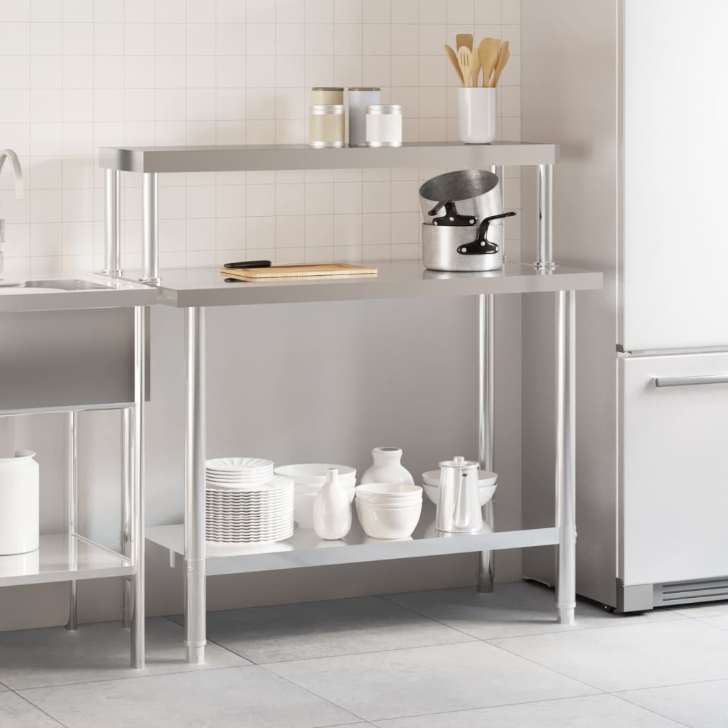 Keukenwerktafel Met Bovenschap 110X55X120 Cm Roestvrij Staal
