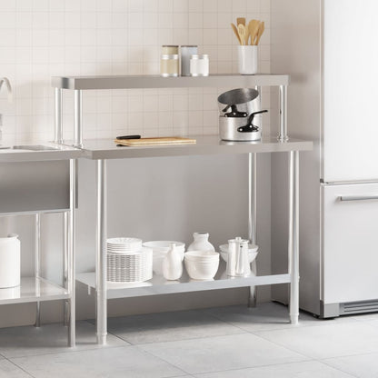 Keukenwerktafel Met Bovenschap 110X55X120 Cm Roestvrij Staal