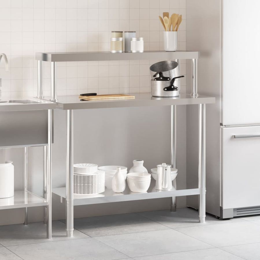 Keukenwerktafel Met Bovenschap 110X55X120 Cm Roestvrij Staal