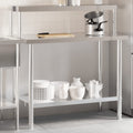 Kitchen workbench with top shelf 110x55x120 cm stainless steel
