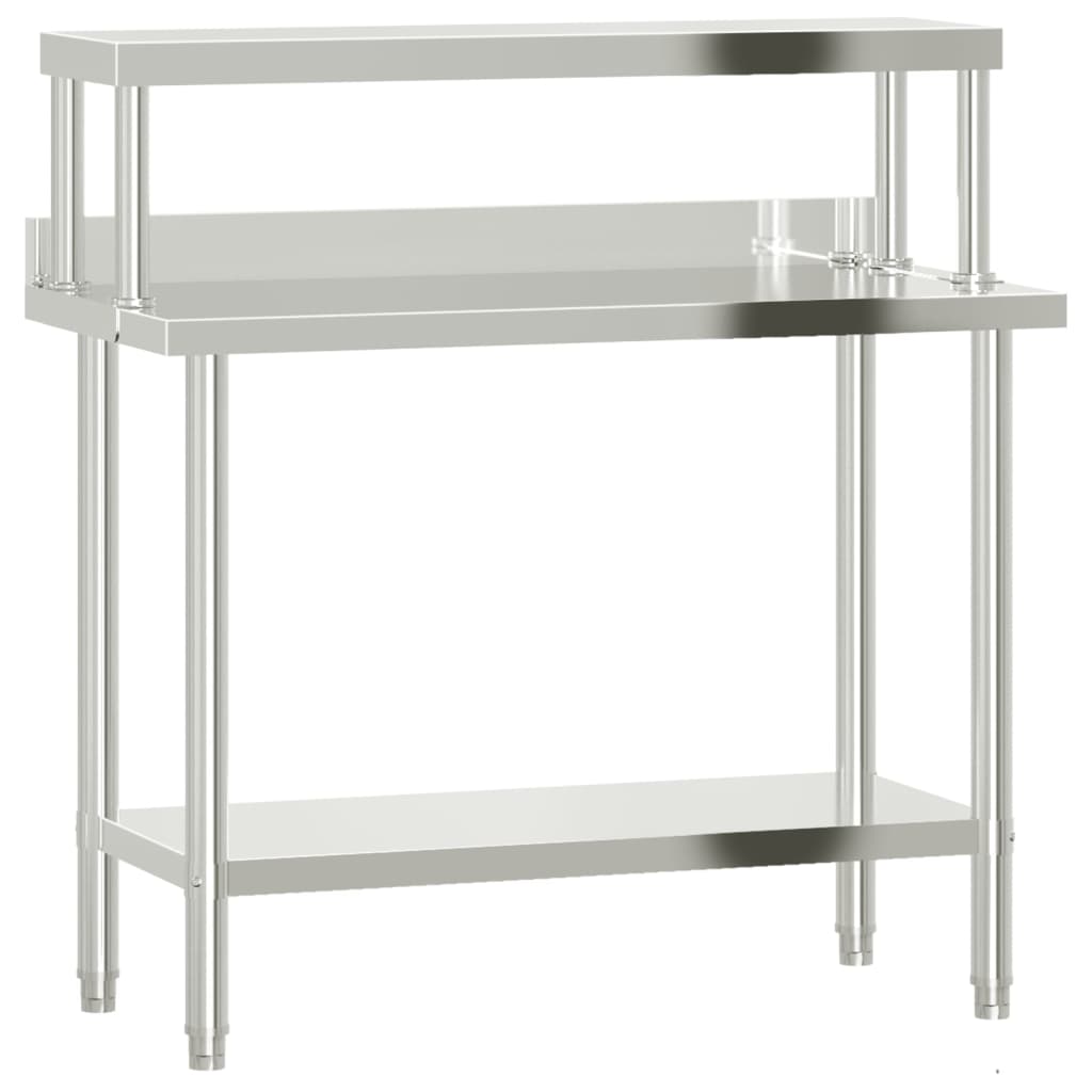 Keukenwerktafel Met Bovenschap 110X55X120 Cm Roestvrij Staal