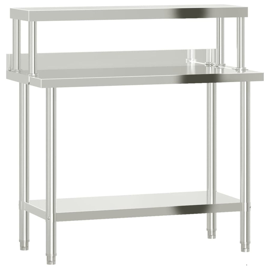 Keukenwerktafel Met Bovenschap 110X55X120 Cm Roestvrij Staal