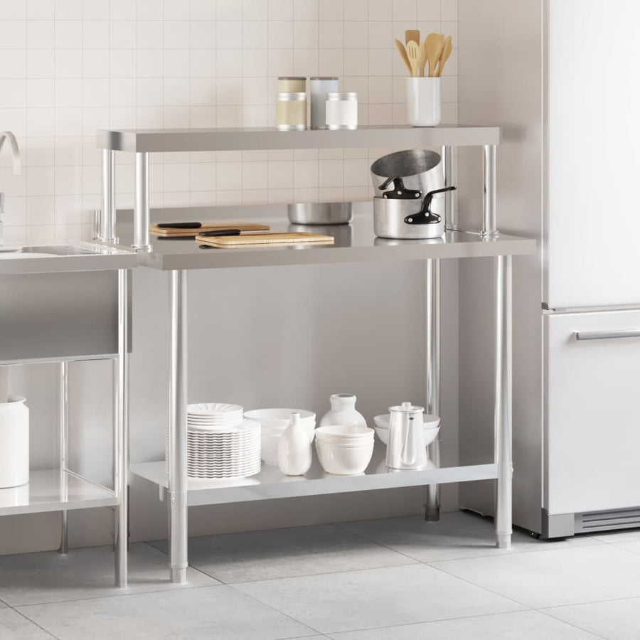 Keukenwerktafel Met Bovenschap 110X55X120 Cm Roestvrij Staal