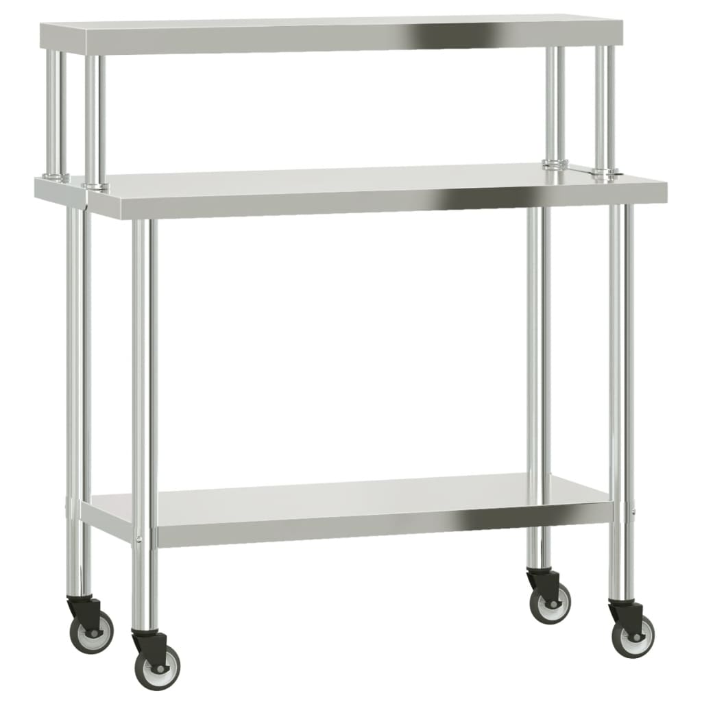 Keukenwerktafel met bovenschap 110x55x120 cm roestvrij staal