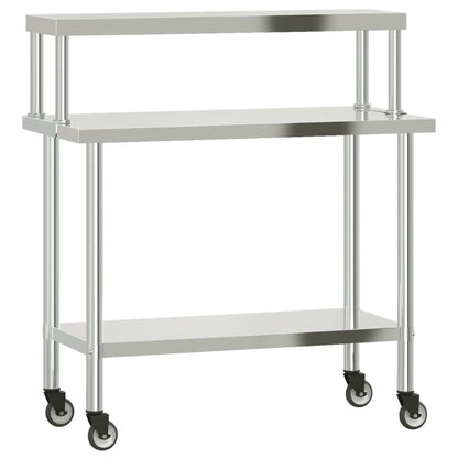 Keukenwerktafel met bovenschap 110x55x120 cm roestvrij staal