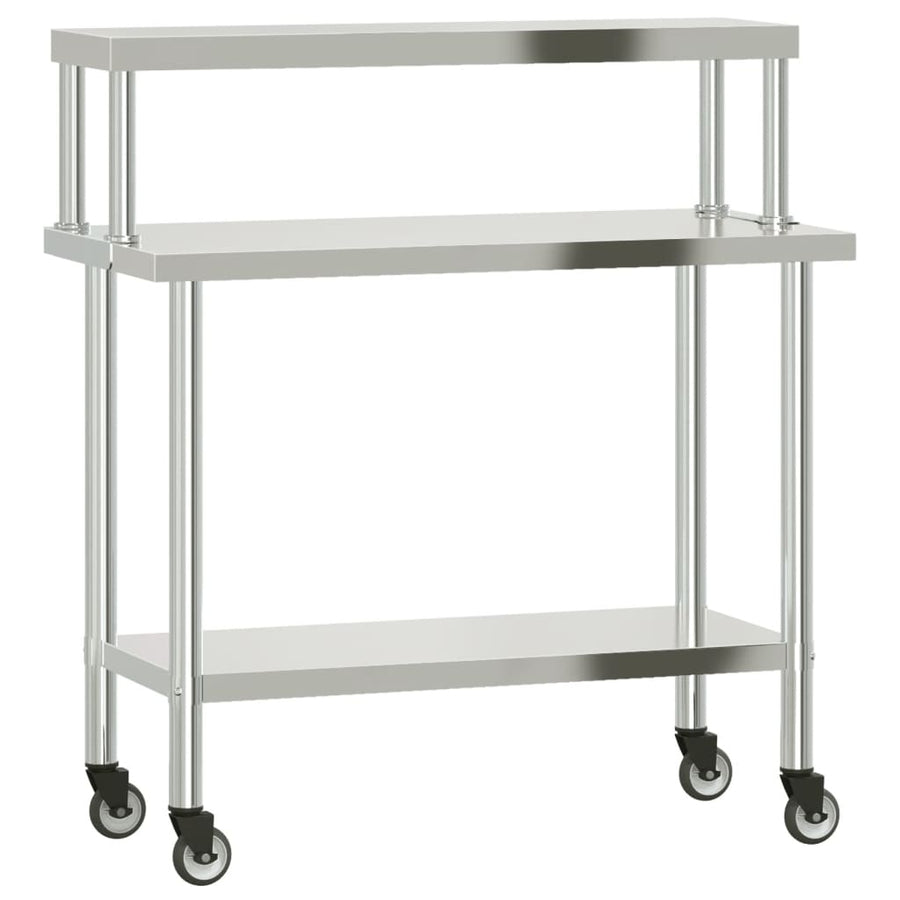 Keukenwerktafel met bovenschap 110x55x120 cm roestvrij staal