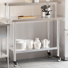 Keukenwerktafel 110x55x120 cm roestvrij staal met bovenschap