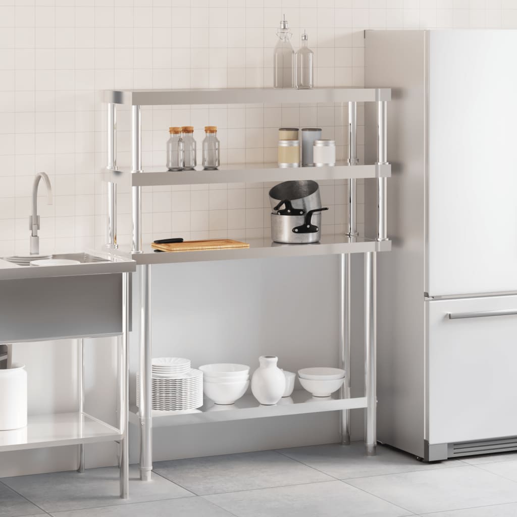 Keukenwerktafel Met Bovenschap 110X30X150 Cm Roestvrij Staal